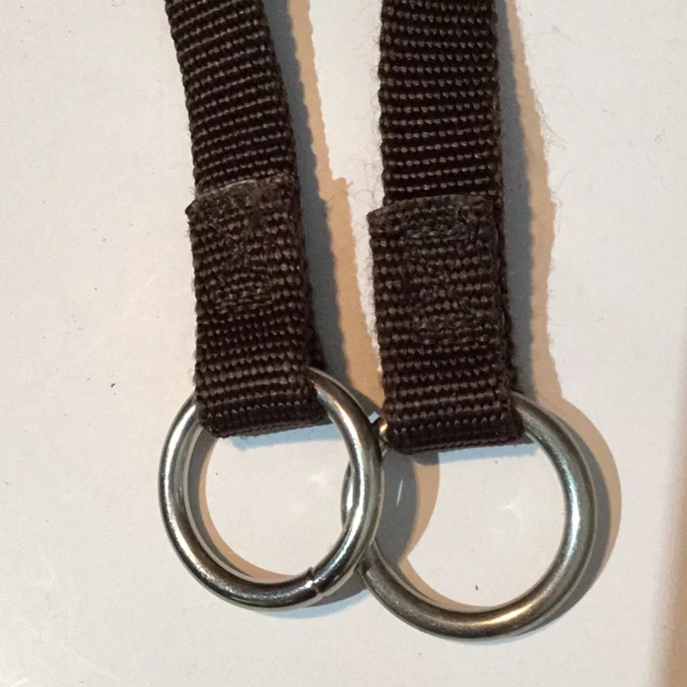 Slip collar & leash, sturdy nylon, brown color, 1” wide, metal hardware